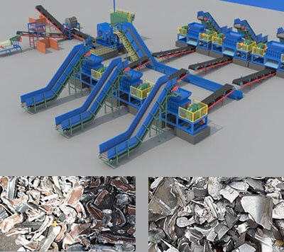Σπασμένο μέταλλο Double Shaft Shredder Η καλύτερη επιλογή για τα απόβλητα χύτευσης Αλουμινίου Χαλκού Σιδήρου